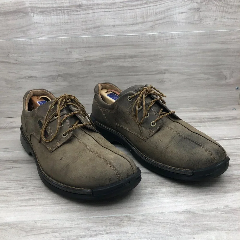 Ecco Shoes Mens EU 45 Brown Nubuck Leather Lace Up Derby Casual Shoes